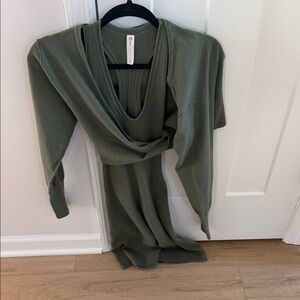 Anthropologie Olive Green Dress with shrug